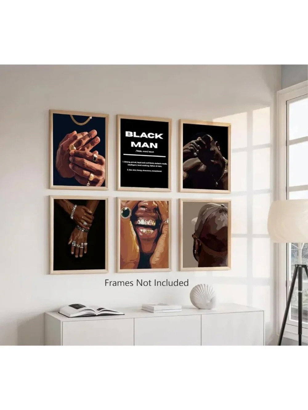 6Pcs Unframed Canvas Wall Art - Hip Hop Street Decor for African American Men